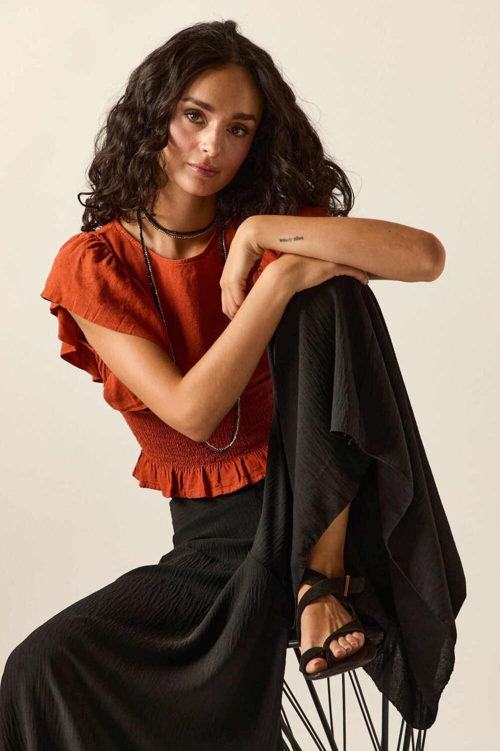 Pantalón fluido ancho negro